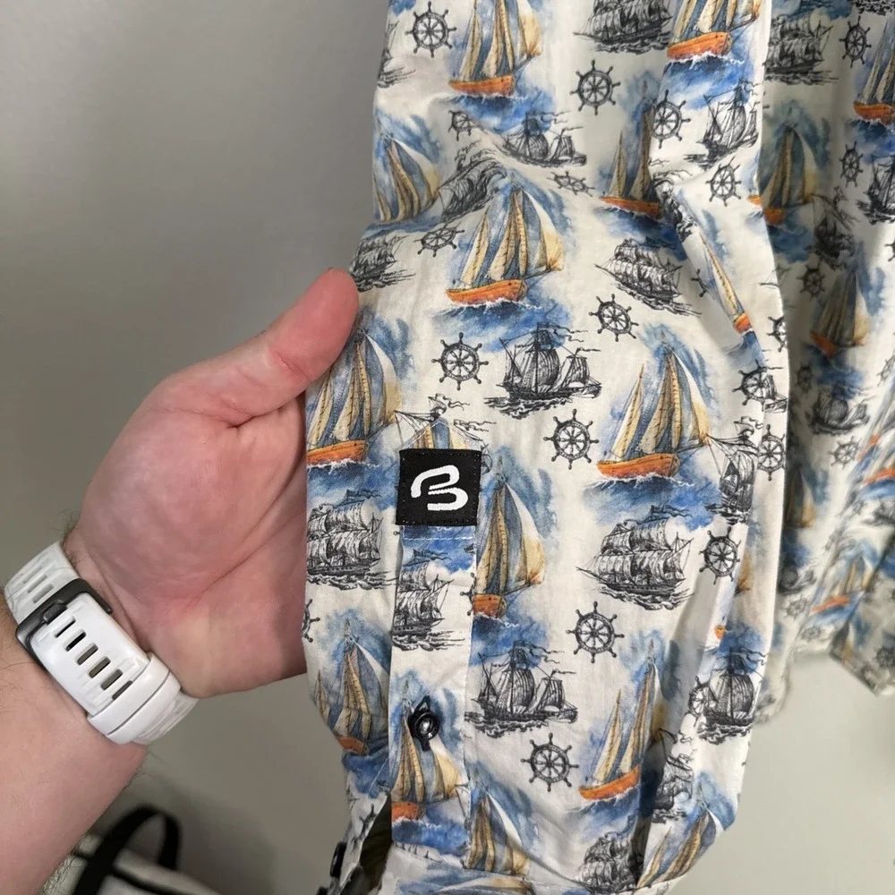 Benitanni Marco Vintage Boat Men's Italian Luxury Nautical Button Down Shirt 3xl